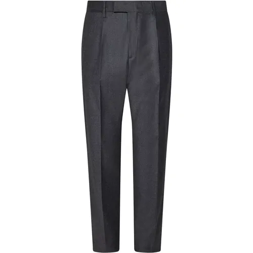 Grey Wool Flannel Relaxed Fit Trousers , male, Sizes: W36, W38, W34, W33, W30, W31, W32 - Low Brand - Modalova