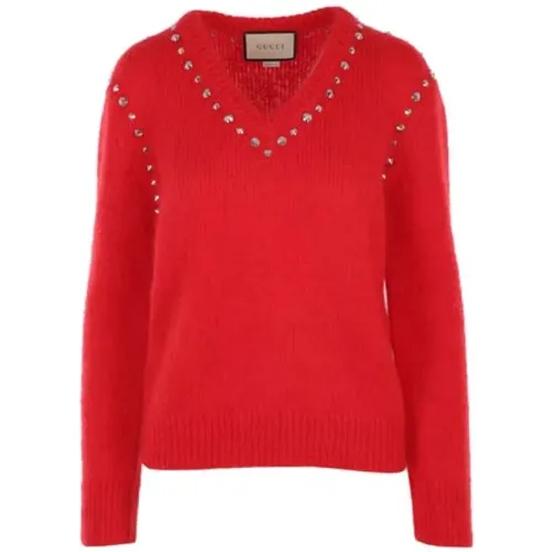 Roter Mohair Pullover mit Nieten - Gucci - Modalova