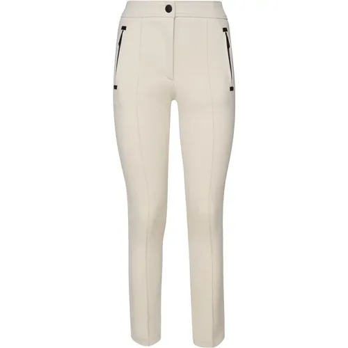 Slim-Fit Weiße Hose mit Cremedetails , Damen, Größe: 2XS - Moncler - Modalova