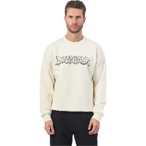 Weißer Rundhalsausschnitt Langarm-Logo-Sweatshirt , Herren, Größe: L - Disclaimer - Modalova