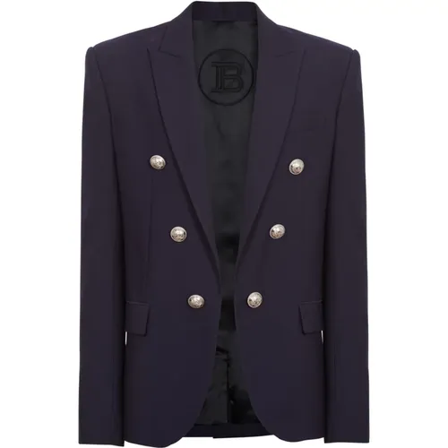 Double-breasted Jersey blazer , male, Sizes: M - Balmain - Modalova