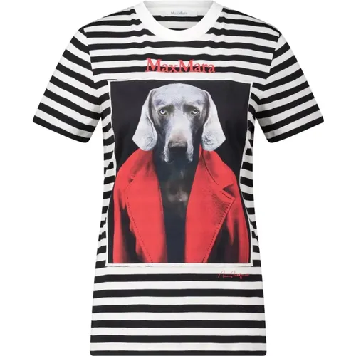 Rotes T-Shirt mit Hundeaufnäher , Damen, Größe: XS - Max Mara - Modalova