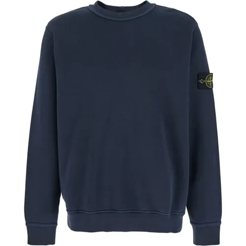 Basic Rundhals Pullover,Blaue Pullover für Männer - Stone Island - Modalova