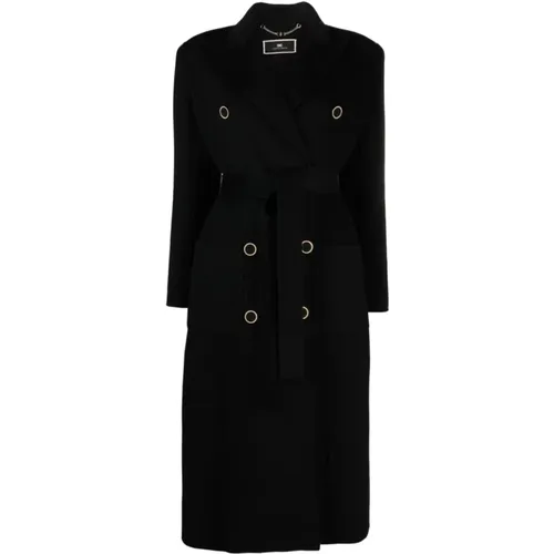 Belted Coat , female, Sizes: M - Elisabetta Franchi - Modalova