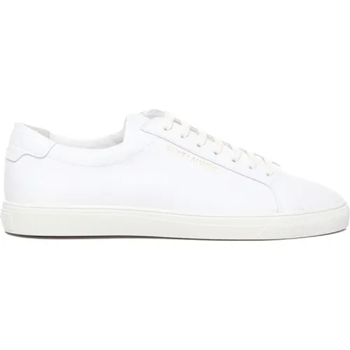 Weiße Niedrige Schnürsneakers mit Gold-Logo,Weiße Sneakers - Saint Laurent - Modalova
