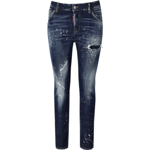 Cool Girl Cropped Blaue Jeans , Damen, Größe: 3XS - Dsquared2 - Modalova