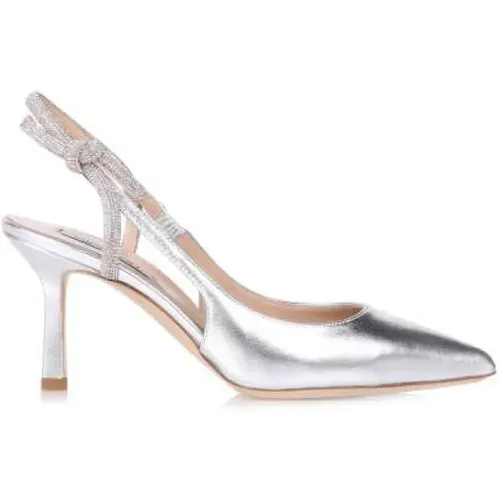 Silver Slingback Shoes with Swarovski Detail , female, Sizes: 5 UK - Ninalilou - Modalova