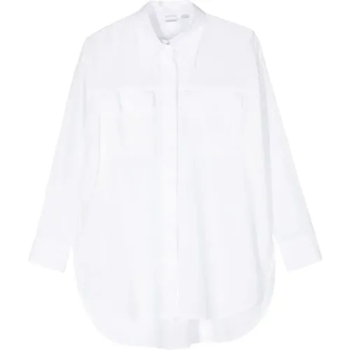Weißes Hemd mit Besticktem Logo , Damen, Größe: 2XS - pinko - Modalova