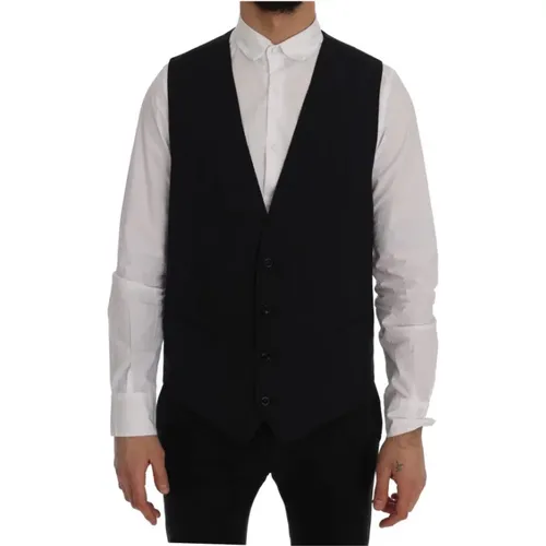Suit Vests,Elegante Gestreifte Wollmischweste - Dolce & Gabbana - Modalova