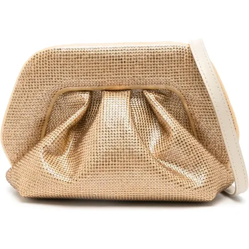 Golden Rhinestone Mini Clutch Bag , female, Sizes: ONE SIZE - THEMOIRè - Modalova
