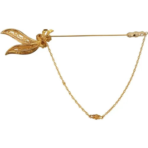 Gold Tone Crystal Chain Pin Brooch , female, Sizes: ONE SIZE - Dolce & Gabbana - Modalova