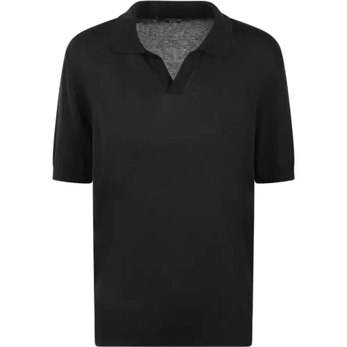 Open Collar Knitted Polo Shirt , male, Sizes: L, M - Tagliatore - Modalova