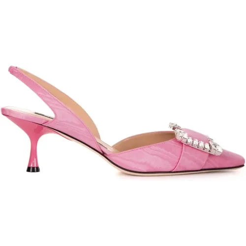 Fuchsia Crystal Heel Shoes , female, Sizes: 4 UK, 5 1/2 UK - Sergio Rossi - Modalova