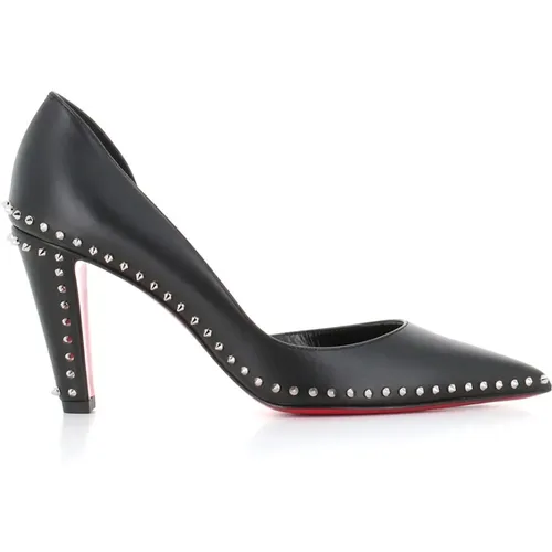 Schwarze spitze Absatzschuhe mit silbernen Nieten - Christian Louboutin - Modalova