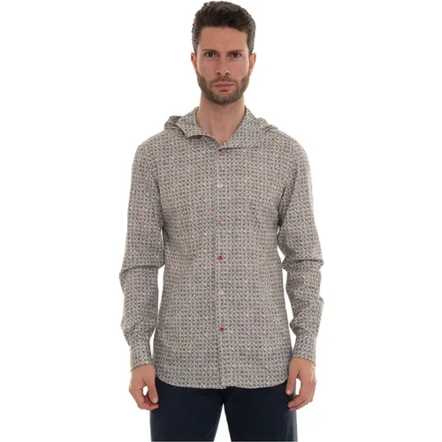 Hooded Sweatshirt Dogstooth Design Popper Fastening , male, Sizes: XL, L, 2XL, M - Kiton - Modalova