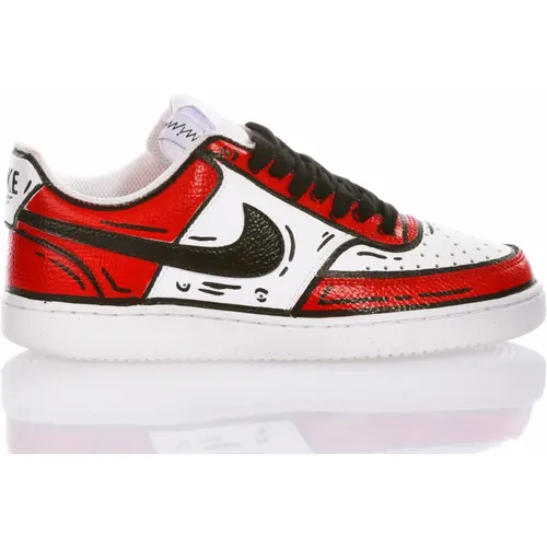 Handgefertigte Fluoreszierende Rote Sneakers , Herren, Größe: 46 EU - Nike - Modalova