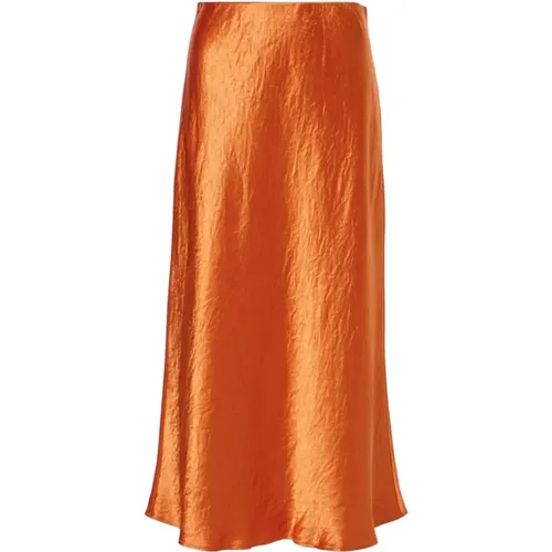 Oranger Satin A-Linie Midi-Rock , Damen, Größe: XS - Max Mara - Modalova