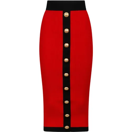 And Black Buttoned Knit Midi Skirt , female, Sizes: XS, 2XS - Balmain - Modalova