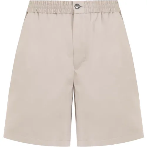 Hellbeige Baumwoll-Shorts mit elastischem Bund - Ami Paris - Modalova