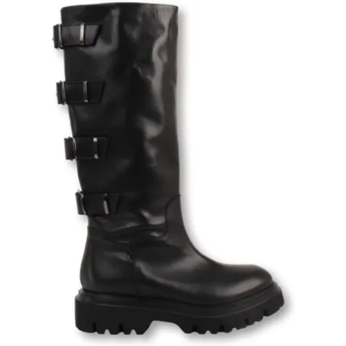 Stylish Biker Boots with Back Buckles , female, Sizes: 5 UK, 6 UK, 7 UK, 3 1/2 UK, 4 UK - Fru.it - Modalova