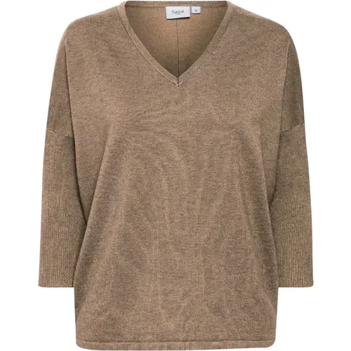 V-N Pullover Sweater Atmos Melange , Damen, Größe: L - Saint Tropez - Modalova