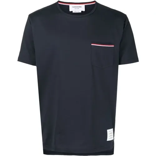 Blaues Taschen Baumwoll T-Shirt,T-Shirts - Thom Browne - Modalova