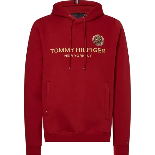 Icon Stack Crest Hoody , male, Sizes: L, M, S - Tommy Hilfiger - Modalova