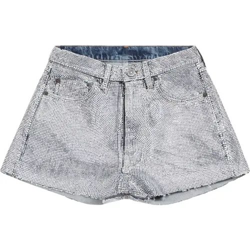Crystal Cotton Denim Shorts , female, Sizes: W26 - Maison Margiela - Modalova