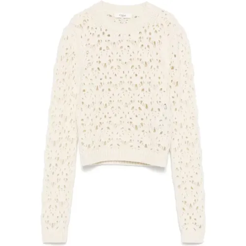 Ivory Strick Puffärmel Pullover - Chloé - Modalova