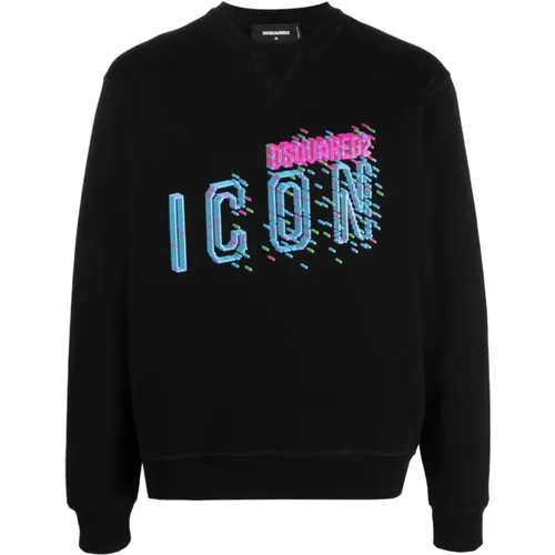 Schwarzer Icon Logo Baumwollpullover , Herren, Größe: L - Dsquared2 - Modalova