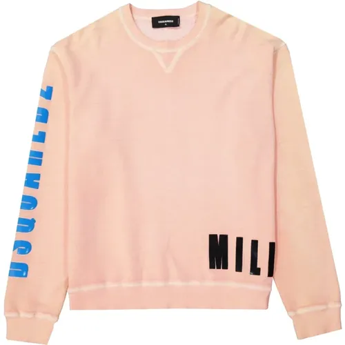 Baumwoll-Sweatshirt mit Rippendetails , Damen, Größe: XL - Dsquared2 - Modalova
