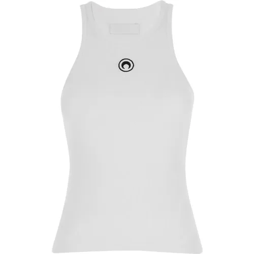 Weiße Baumwollrippen-Tanktop-Kleid , Damen, Größe: M - Marine Serre - Modalova
