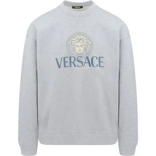 Non-Brushed Medusa Branding Sweatshirt Grey , male, Sizes: L, M, S - Versace - Modalova
