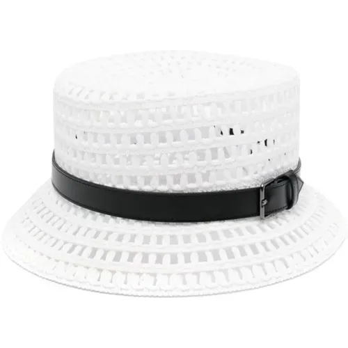 Crochet Knit Leather Strap Hat , female, Sizes: 57 CM, 58 CM - Max Mara - Modalova