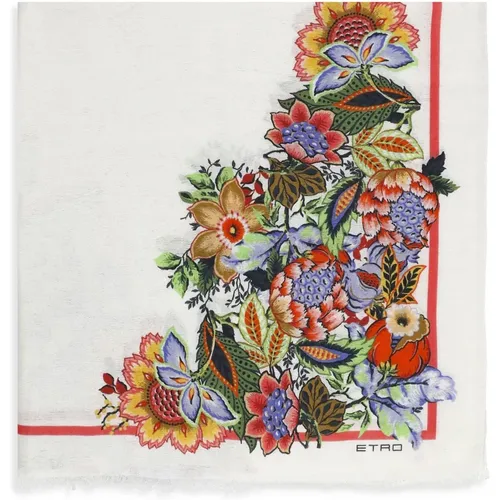 Seidenschal mit kontrastierendem Farbdruck, Bouquet Jacquard Baumwolle Modal Schal - ETRO - Modalova