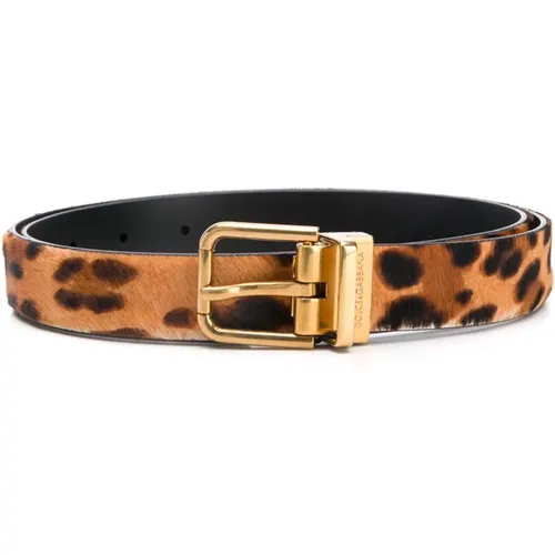 Leopard Print Leather Belt , female, Sizes: 110 CM - Dolce & Gabbana - Modalova