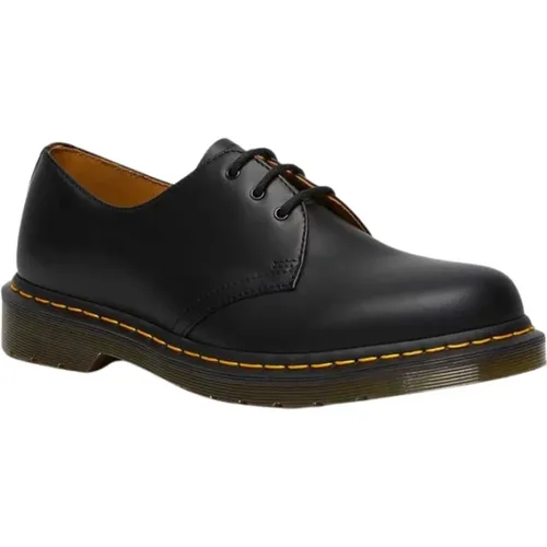 Schwarze Glatt-Schuhe , Herren, Größe: 40 EU - Dr. Martens - Modalova