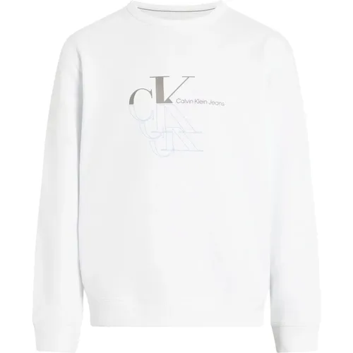 Weiße Baumwollpullover Lässige Passform , Herren, Größe: L - Calvin Klein - Modalova