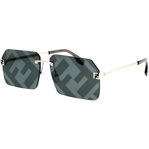 Glamorous Square Sunglasses with Silver Metal Arms , unisex, Sizes: 59 MM - Fendi - Modalova