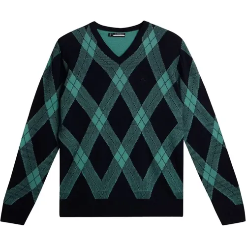 V Neck Sweater in Teal , male, Sizes: L - J.LINDEBERG - Modalova