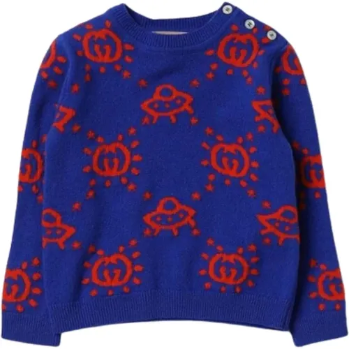 Blauer Pullover mit GG Ufo Intarsia - Gucci - Modalova