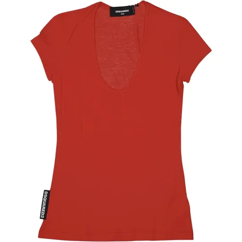 Cotton Logo T-Shirt Ss22 , female, Sizes: XS - Dsquared2 - Modalova