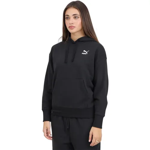 Klassischer Schwarzer Hoodie Pullover , Damen, Größe: L - Puma - Modalova