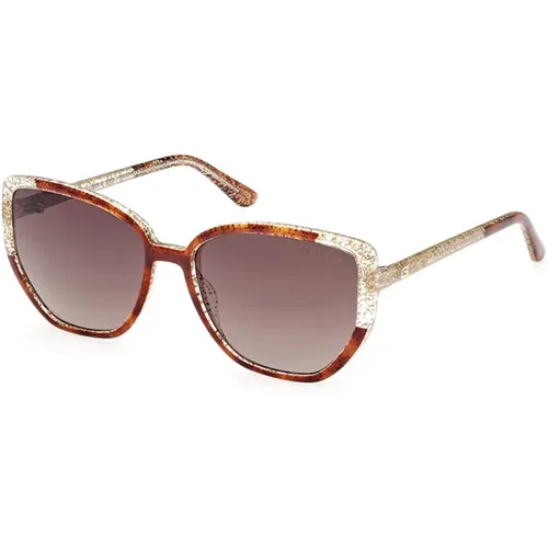 Stilvolle Sonnenbrille mit braunen Verlaufsgläsern , Damen, Größe: 55 MM - Guess - Modalova