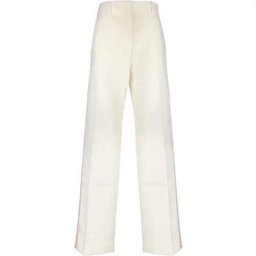 Cream Trousers Regular Fit All Temperatures , female, Sizes: 2XS - Palm Angels - Modalova