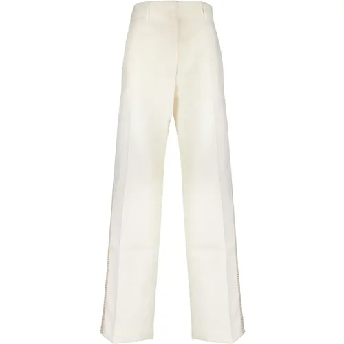 Cream Trousers Regular Fit All Temperatures , female, Sizes: XS, 2XS - Palm Angels - Modalova