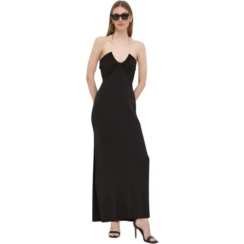 Schwarzes Gerafftes Halterneck-Kleid , Damen, Größe: M - Michael Kors - Modalova