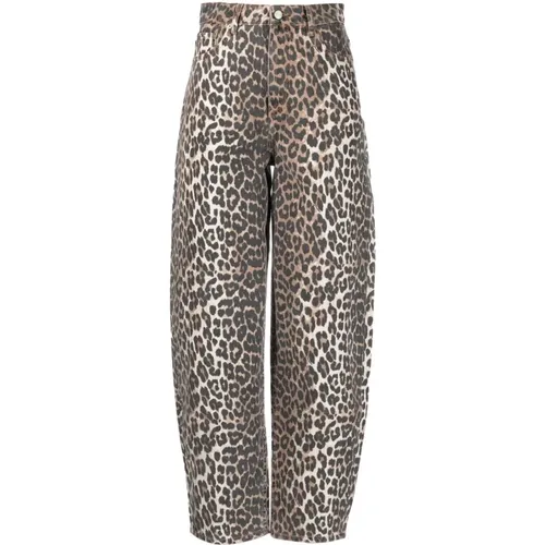 Leopard Print High-Waisted Jeans , Damen, Größe: W27 - Ganni - Modalova