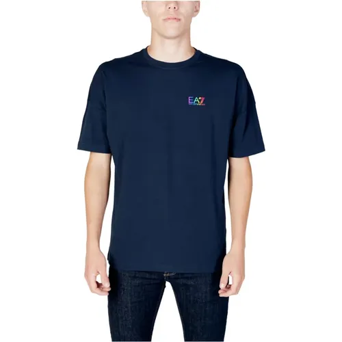 Blaues T-Shirt mit kurzen Ärmeln Frühling/Sommer - Emporio Armani EA7 - Modalova