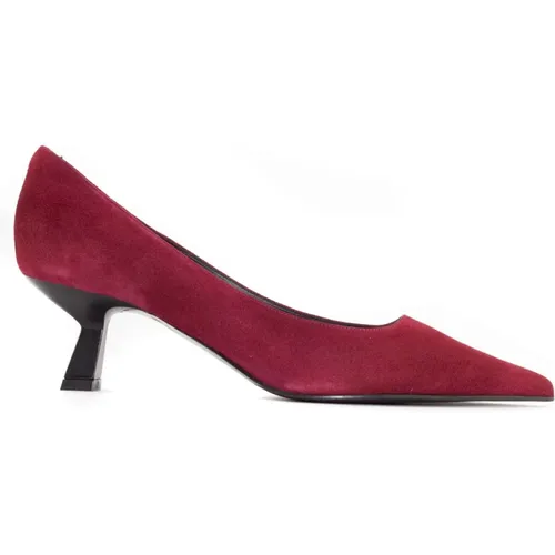 Bordeaux Wildleder Pumps Mit Spitzer Ferse - Roberto Festa - Modalova